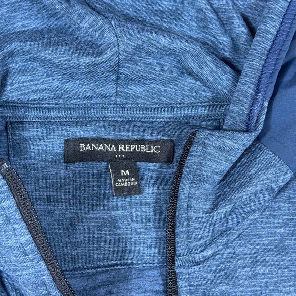 Banana Republic Men's Medium Jacket Full Zip Hood Blue Activewear Outerwear - Picture 4 of 8
